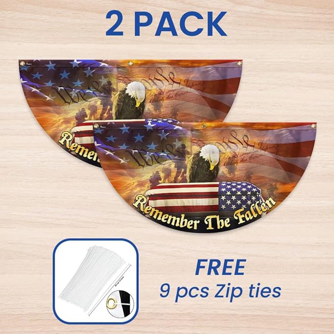 FLAGWIX American Army Veteran Flag - Non-Pleated American Fan Flag Bunting 1x3 ft - Veteran Gifts for Men Women, Patriotic 4th of July Memorial Day Decorations Outdoor for Home Garden Decor