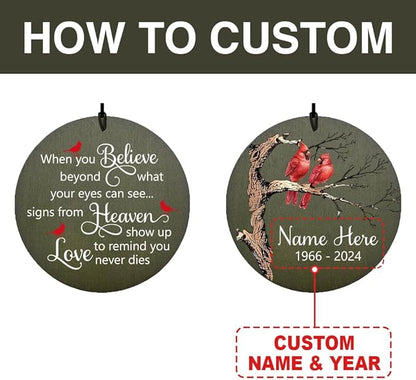 Personalized Memorial Wind Chimes, 36inch Cardinal Sympathy Wind Chimes, in Memory for Loss of Loved Dad/Mom/Ones, Bereavement Gifts, Deep Tone Wind Chime Outdoor (Produced in USA)