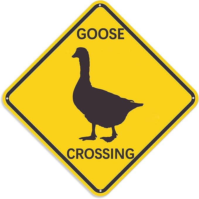 The Outdoor Warning Sign Goose Crossing Sign Indoor Outdoor Metal Signs 12×12 Inches for Road Safety Plaque Wall Decor