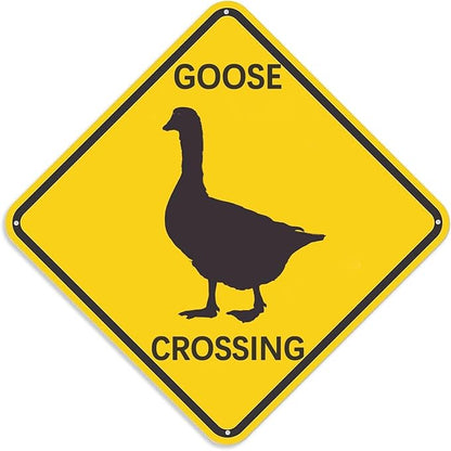 The Outdoor Warning Sign Goose Crossing Sign Indoor Outdoor Metal Signs 12×12 Inches for Road Safety Plaque Wall Decor