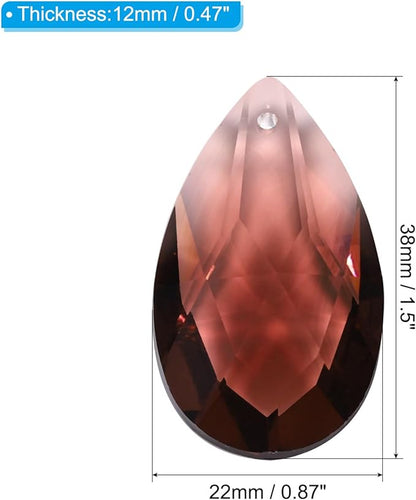 PATIKIL K9 Crystal Pendants Teardrop Beads, 10 Pack 38mm Chandelier Prisms DIY Dark Brown