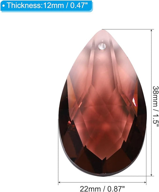 PATIKIL K9 Crystal Pendants Teardrop Beads, 10 Pack 38mm Chandelier Prisms DIY Dark Brown