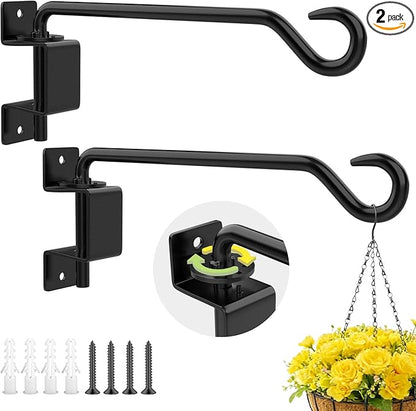 12 Inch Plant Hangers Outdoor,Plant Hooks for Hanging Plants Baskets Bracket Wall,2 Pack Swivel Plants Hanging Hooks Hanger Baskets for Bird Feeder Wind Chime Flower Lantern for Outside