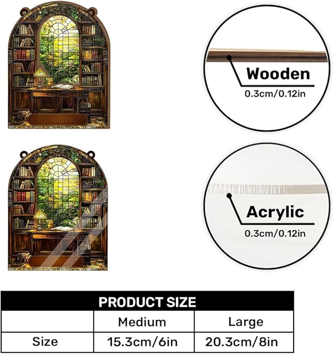 Jesuspirit - Window Hanging Suncatcher – Crystal Clear Acrylic & Wood Sun Catcher for Home Decor, for Women (Your Library, 6 Inches)