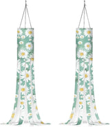 Daisy Fence Windsocks Print Outdoor Hanging Decorations for Front Yard Patio Lawn Garden Party Autumn Thanksgiving Decor 2 Pieces