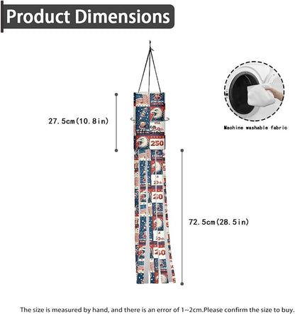 Jeiento Celebrate America's 250 Years Anniversary Windsock Flag 2 Pack,40Inch American Flag Windsock Flag Holiday Party Decoration Hanging Wind Socks for Farmhouse Yard Window Holiday Party Supplies