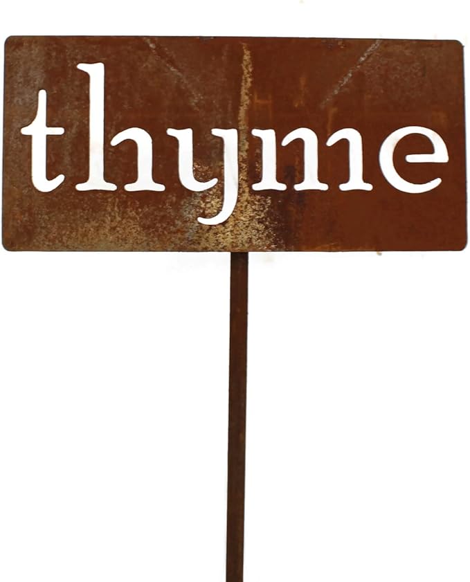 Classic Metal Garden Markers 19 Inches Tall (thyme, Naturally Rusted)
