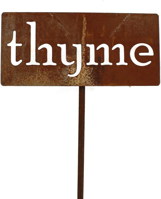 Classic Metal Garden Markers 19 Inches Tall (thyme, Naturally Rusted)
