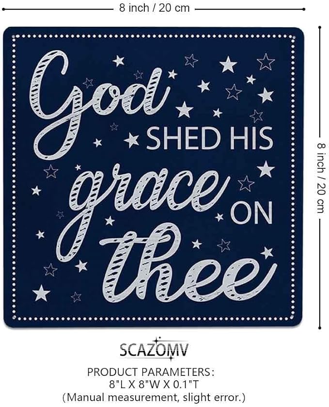 God Shed His Grace On Thee Metal Sign Independence Day 4th of July Gifts Home Decor for Labor Day USA Art Wall Hanging Decoration for Front Door Outdoor Outside Porch (8x8 Inch)
