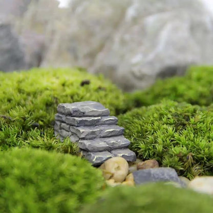2 Pcs Curved Stone Steps Miniature Fairy Garden Accessories,Miniature Pond Lawn Ornament Figurines, Mini Lighthouse Water Well Bridge Figurines, Micro Landscape Ornaments for DIY Kit Statues