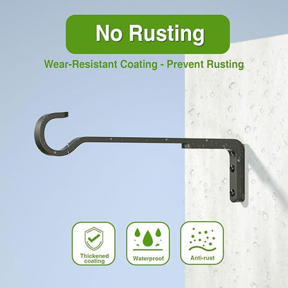 saffruff 14 Inch 2 Pack Heavy Duty Outdoor Plant Hangers for Hanging Baskets, Iron Plant Brackets Outside, Metal Plant Wall Hooks for Lantern, Bird Feeder