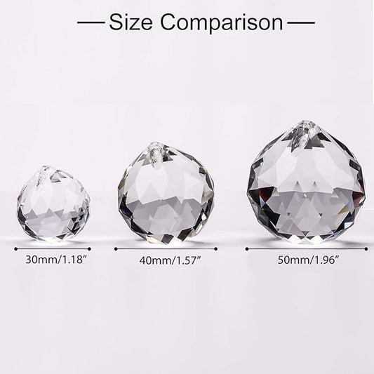 MerryNine 6 Pcs Clear Crystal Ball Prism Sun Shine Catcher Rainbow Pendants Maker, Hanging Crystals Prisms for Windows, for Feng Shui (30mm/40mm/50mm 6Pack)