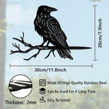 WADORN Crow Raven on Branch Metal Yard Art Decor, Bird on Branch Outdoor Tree Silhouette Stake for Tree Yard Garden Patio Animal Outdoor Decor Gift for Housewarming Home Art Decor