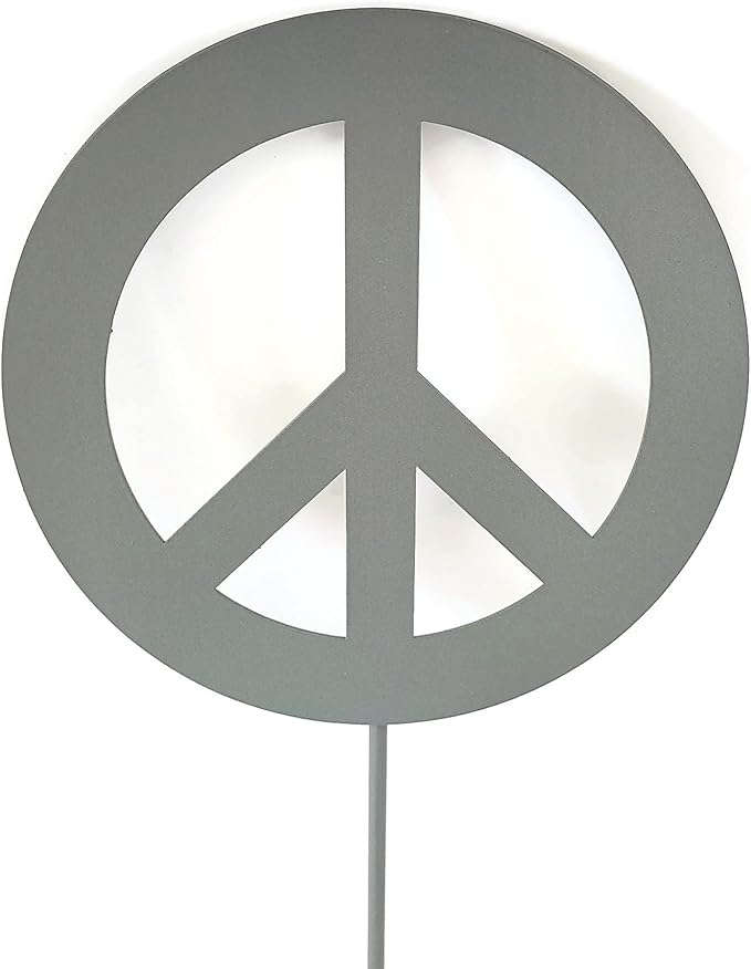 Peace and Heart Staked Signs or Wall Art Rustic or Powder Coated Finishes (Peace Small Stake 21", Gray)