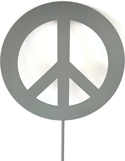 Peace and Heart Staked Signs or Wall Art Rustic or Powder Coated Finishes (Peace Small Stake 21", Gray)
