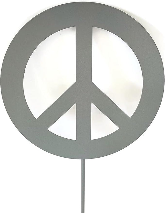 Peace and Heart Staked Signs or Wall Art Rustic or Powder Coated Finishes (Peace Small Stake 21", Gray)