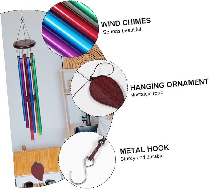 Milisten 2pcs Unique Metal Wind Chimes Decorative Wind Bells Solid Wood Craft for Decor