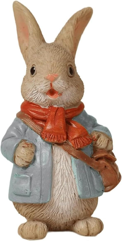 Garden Statues Resin Outdoor Rabbit Figurines Easter Bunny Garden Statue Cute Mini Bunny Figurine Sculpture Yard Animal Statues Yard Ornaments Decor
