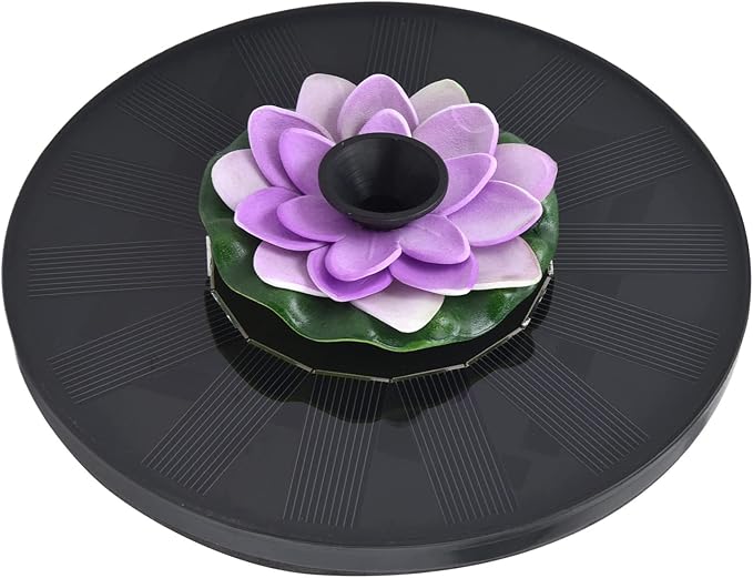 Milltrip Flower Solar Fountain, Floating Solar Powered Water Feature for Bird Bath, Garden Pond & Outdoor Decor (Purple)
