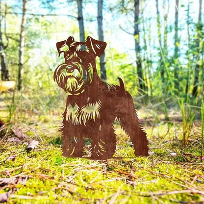 Resama Dog Metal Decorative Garden Stakes - Schnauzer Silhouette Decorative Garden Statues for Outdoor Decor, Unique Gifts for Dog, Lawn Ornaments for Yard and Patio(Rust Colour)