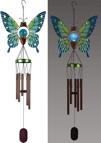 Sunset Vista Designs 93823 Collection Solar Wind Chime, Butterfly, 38-inch Height