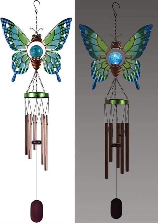 Sunset Vista Designs 93823 Collection Solar Wind Chime, Butterfly, 38-inch Height