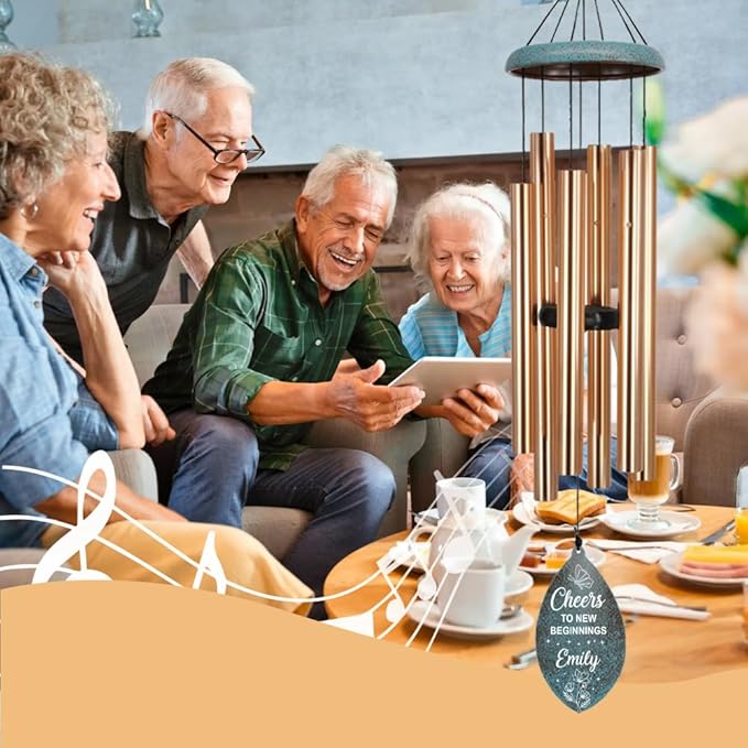 ASTARIN Personalized Happy Retirement Gift, Produced in USA Retirement Wind Chimes for Women Men, 35" Large Deep Tone Wind Chime Retire Gifts for Teacher Co-Workers Boss Husband Friends Parents