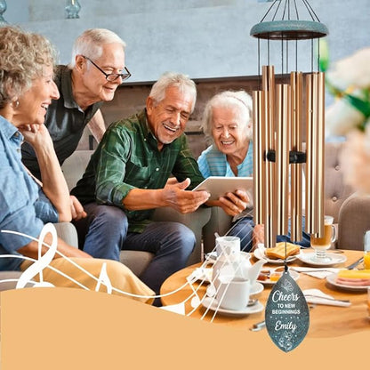 ASTARIN Personalized Happy Retirement Gift, Produced in USA Retirement Wind Chimes for Women Men, 35" Large Deep Tone Wind Chime Retire Gifts for Teacher Co-Workers Boss Husband Friends Parents