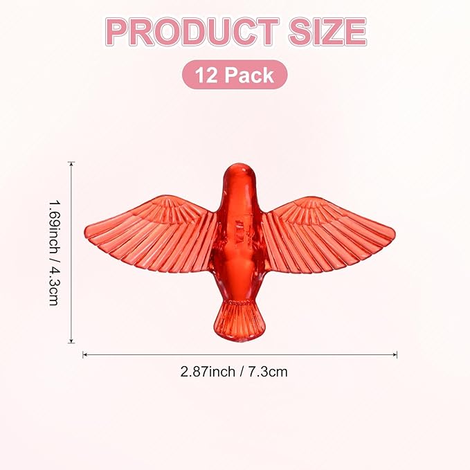 M METERXITY 12-Pack Wind Chime Pendants, 4.3cm Acrylic Peace Dove Shape DIY Wind Chime Parts Supplies for Craft Projects/Custom Home Garden Outdoor Hanging Decorations [Red]