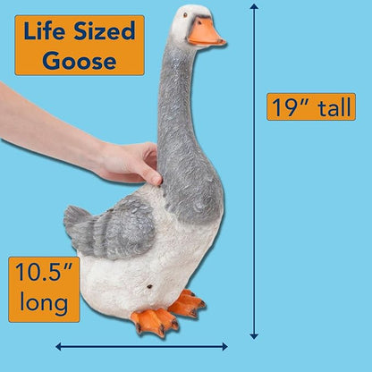 Bits and Pieces 19" Porch Goose with Motion Sensor and Honking Sound - Weather Resistant Polyresin Outdoor Garden Decor, Motion Activated Patio Decor, 19 Inches Tall x 10.5 Inches Wide