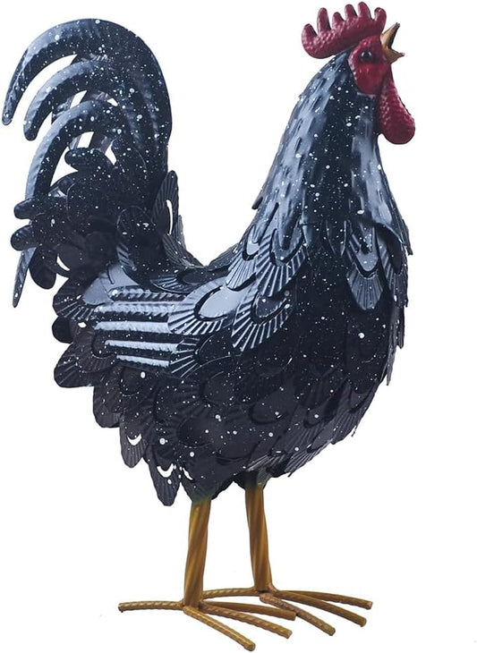 Metal Rooster Statue Garden Chicken Sculpture Decoration Metal Yard Art for Yard Outdoor Indoor Decoration (#L)
