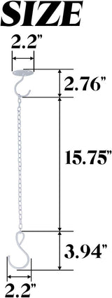 TIHOOD 2PCS Wall Mount Ceiling Hooks, Metal Plant Bracket Iron Wall Mount Lanterns Hangers for Hanging Bird Feeders, Lanterns, Wind Chimes, Planters, Outdoor Decoration Hooks (White(with chain))