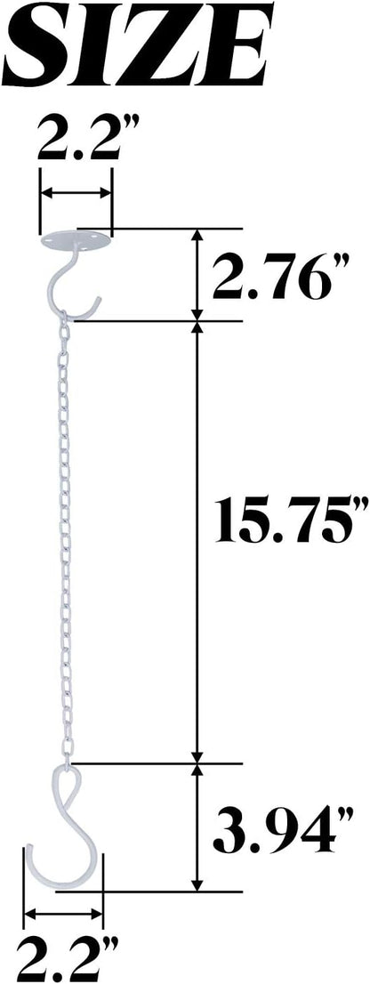 TIHOOD 2PCS Wall Mount Ceiling Hooks, Metal Plant Bracket Iron Wall Mount Lanterns Hangers for Hanging Bird Feeders, Lanterns, Wind Chimes, Planters, Outdoor Decoration Hooks (White(with chain))