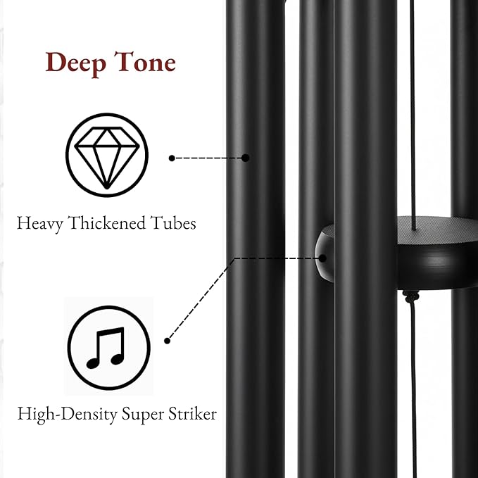 Wind Chimes for Outside Deep Tone, 47" Large WindChimes with 7 Tubes, 100% Rustproof Aluminum, Memorial Gift or Garden, Patio, Porch and Outdoor Décor