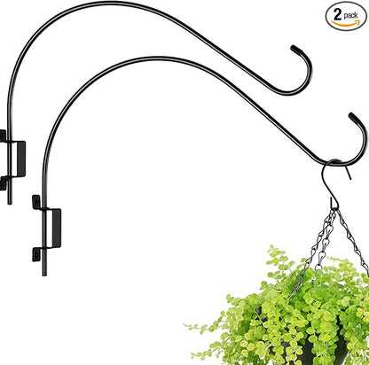 16 Inch 2 Pack Swivel Plant Hanger: Plant Hangers Outdoor, Heavy Duty Hook for Bird Feeder, Plant, Flower Basket, Lantern, Wind Chime - Versatile Hanging Brackets Outdoor Indoor Use Up to 22LB