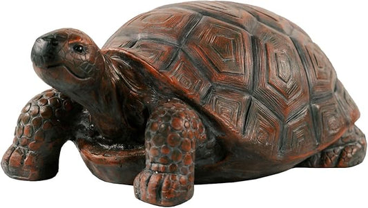 XBrand 21.3" L Brown and Black Concrete/MgO Walking Turtle Statue, Indoor or Outdoor Décor, Garden Décor, Turtle Statuary