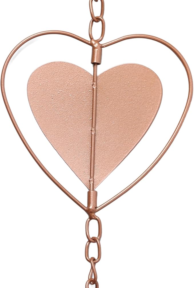 Heart Shape Rain Chain Wind Decorative Metal Rain Chain with Hook for Balcony Patio