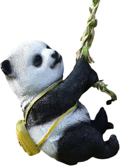 Adorable Climbing Panda Bear Statue Whimsical Tree Hugger Panda Decor Durable Resin Outdoor Yard Art Fairy Garden Accessories PandaGifts for Women for Birthday Decorations