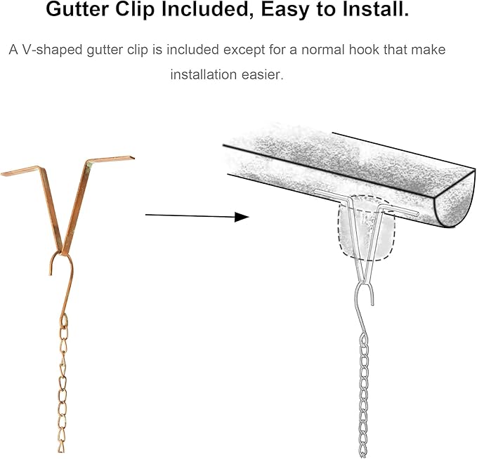Glitzhome 8.5 FT Bird and Cup Rain Chains, Faux Copper Patina Finish Rain Chains for Gutters, Adjustable Rain Catcher Chain with V-Shaped Gutter