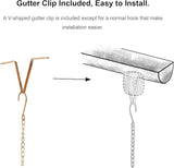 Glitzhome 8.5 FT Bird and Cup Rain Chains, Faux Copper Patina Finish Rain Chains for Gutters, Adjustable Rain Catcher Chain with V-Shaped Gutter