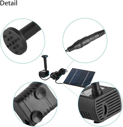 Solar Fountain with Panel Water Pump for Bird Bath Solar Panel Kit Outdoor Fountain for Outdoor Small Pond, Patio Garden and Fish Tank