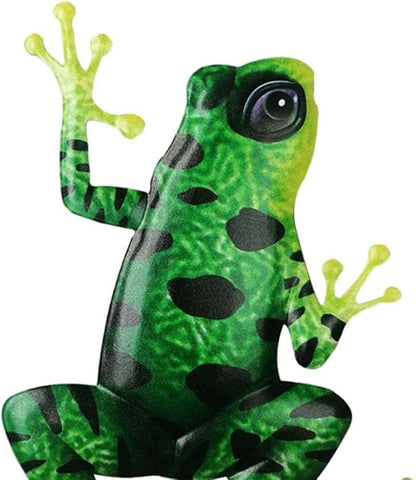 Frog Colorful Ornaments,Easy to Install,Anti-Rust Statue, Artwork Sculpture Hanging Wall Art for Outdoor Yard Fences Trees Entrance, Black Green