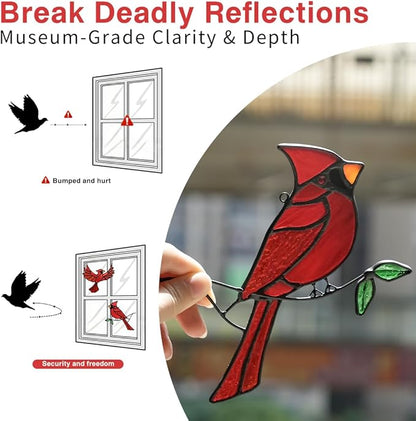 BOXCASA Cardinal Gfits Stained Glass Birds Window Hanging,Cardinal Handmade Ornament Stained Glass Suncatcher for Window,Cardinals Bird Gifts for Bird Lover Women,Memorial Gift for Mother
