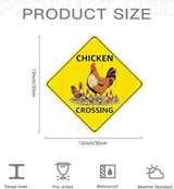 Chicken Crossing Sign, Chicken Crossing for Chicken Coop Bundle 2 Pieces Nene Crossing Farmhouse Wall Decor Garage Retro 12X12 Inch