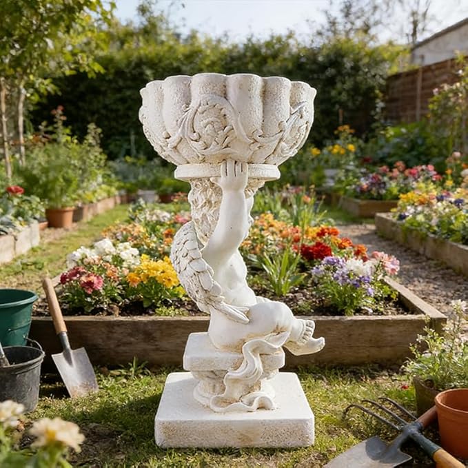 Decorative Roman Column Pedestal, English Rosette Indoor Outdoor Sculptural Garden Plinth Base Statue Riser, Weatherproof Sturdiness Plinth Base Statue Riser for Statues, Flower Pots, Decor, Cast Stone Resin (1449)