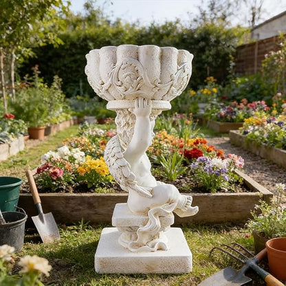 Decorative Roman Column Pedestal, English Rosette Indoor Outdoor Sculptural Garden Plinth Base Statue Riser, Weatherproof Sturdiness Plinth Base Statue Riser for Statues, Flower Pots, Decor, Cast Stone Resin (1449)