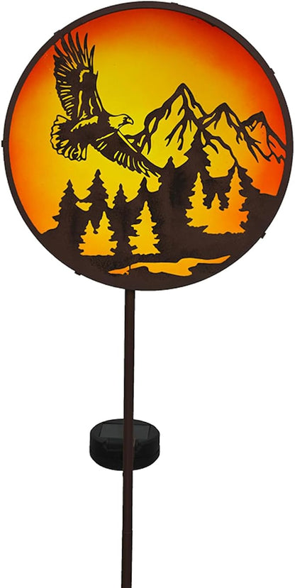 Red Carpet Studios Outdoor Light Sculpture - Solar Powered LED Lighted Wildlife Silhouette Garden Stake, 33.5" Tall, Eagle