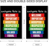 Everyone Here Is Welcome Garden Flag, Funny LGBTQ Pride Ally Flags for Outside, Inclusion And Equality Yard Sign, Be Kind Human Equality Flag, Protest And Resist Yard Décor