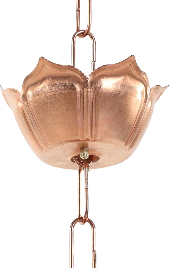 HEEPDD Rain Chains 1 Meter Handcrafted Design Gutter Downspout Replacement for Garden Porch Courtyard Villa Copper Rain Chain Flower Decorative Catcher Collected Items