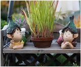 Sculpture Tabletop Statue Resin Crafts Decoration Outdoor Garden Character Sculpture Floor Children Decoration Accessories Figurines Gift 28x22cm